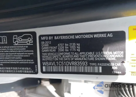 2013 BMW X1 xDrive28I z USA, uszkodzony, nr VIN WBAVL1C51DVR83593